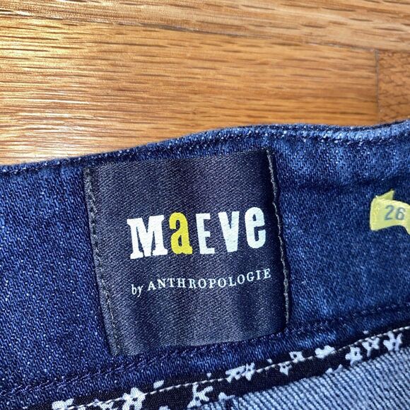 Maeve Anthropologie Women’s 26 High Rise Capri Jeans Dark Wash Straight Leg - Picture 5 of 10